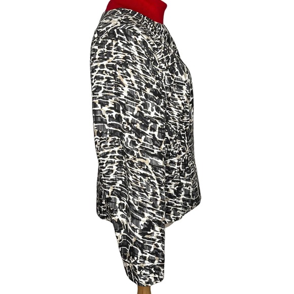 Chico women's jacket blazer black white brown open front faux pockets cotton 3 - Picture 4 of 9